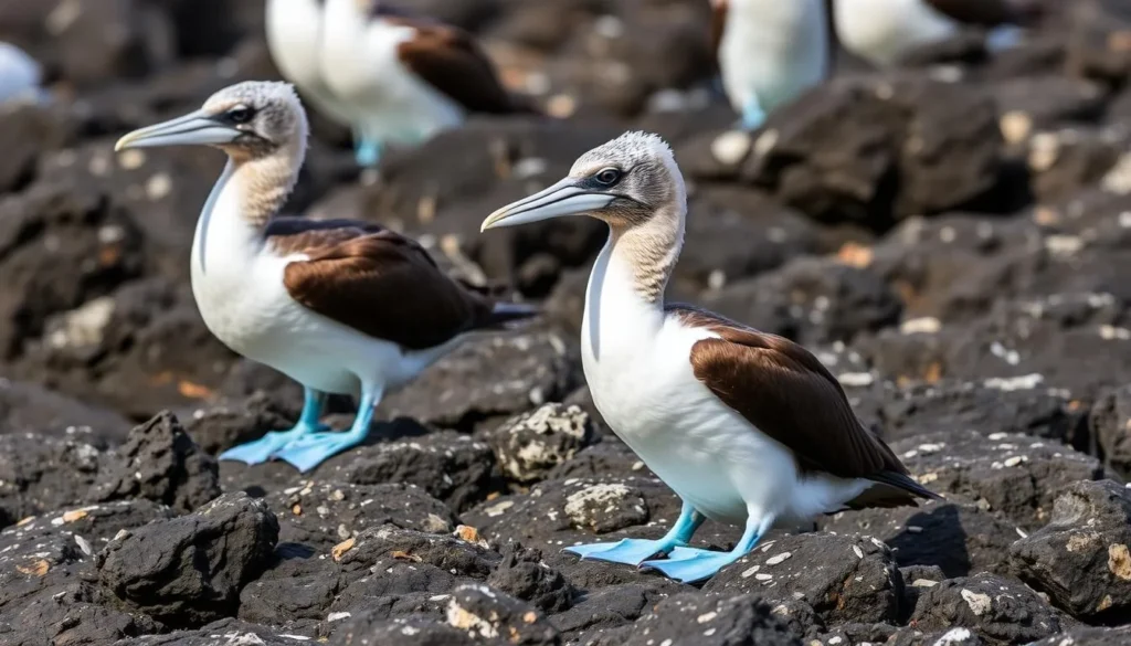Blue-footed boobies on Isla de la Plata near Puerto Lopez Ecuador, one of the best wildlife things to do