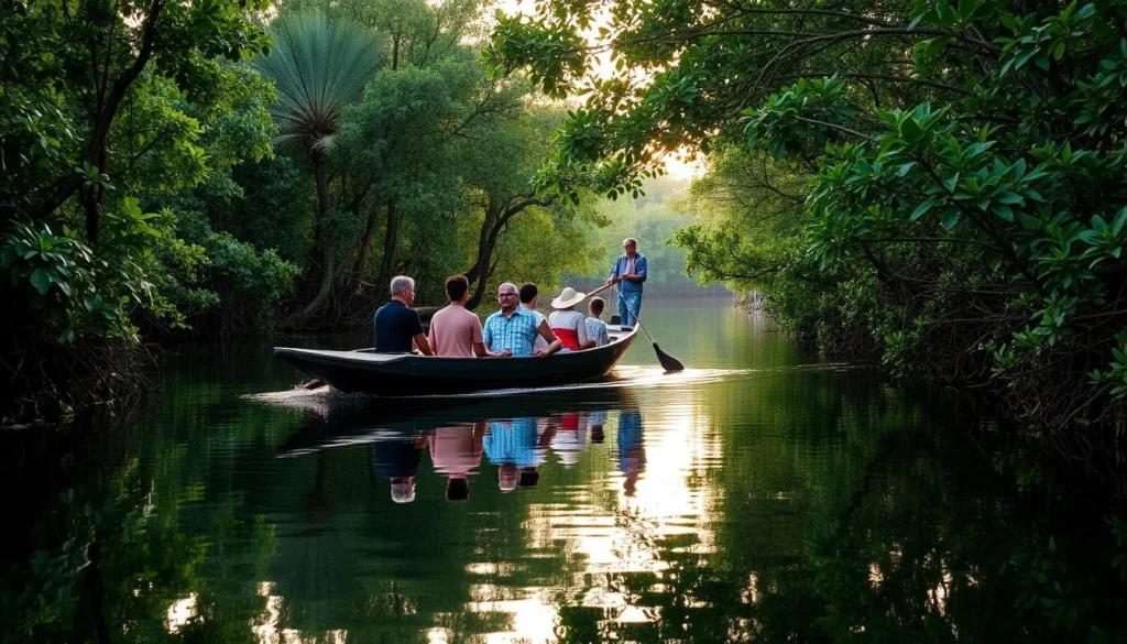 Boat safari through the mangroves of Koggala Lake near Unawatuna