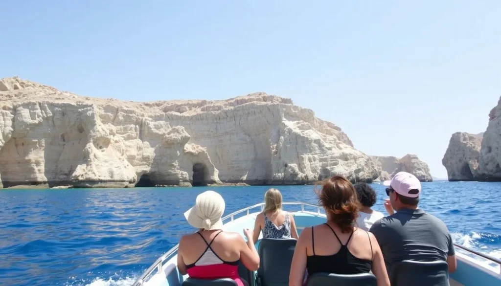 Boat tour around Zembra National Park showing the island's dramatic coastal formations Boat tour around Zembra National Park showing the island's dramatic coastal formations