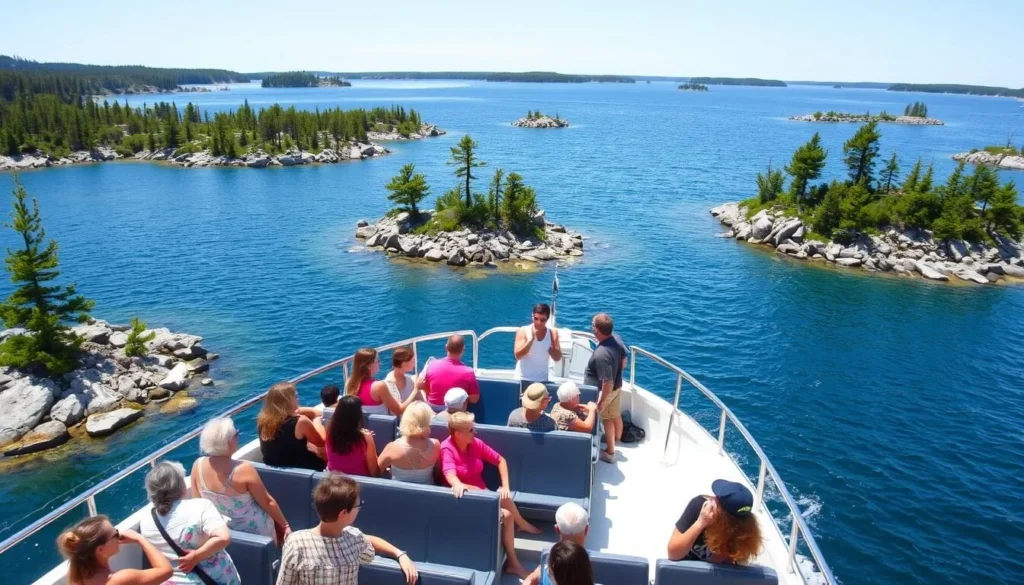 Boat tour exploring the islands and shorelines of Georgian Bay