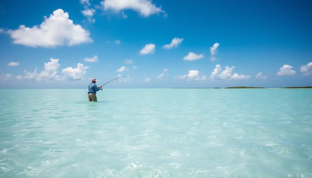 Bonefishing in the shallow waters of the Bight of Acklins