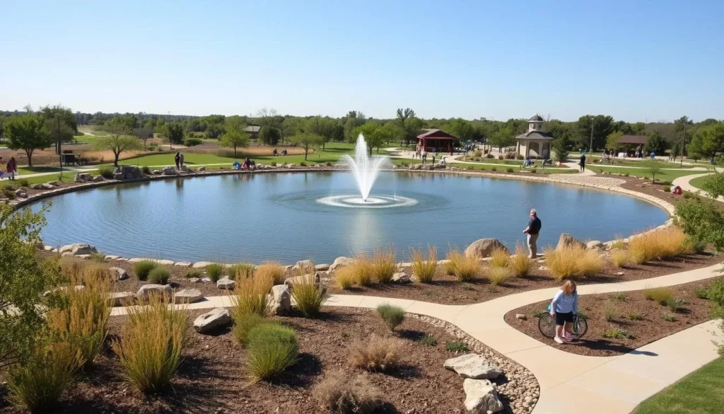 Bonnie Wenk Park in McKinney Texas with pond and walking trails