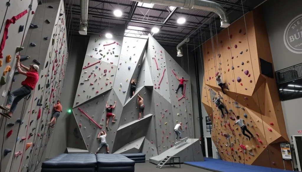 Boulders Climbing Center with climbers on indoor rock walls