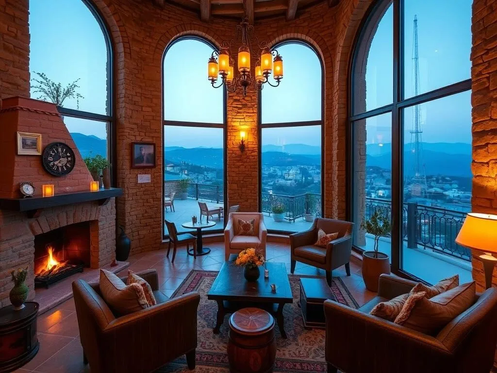 Boutique hotel in Bcharri, Lebanon with traditional stone architecture and mountain views