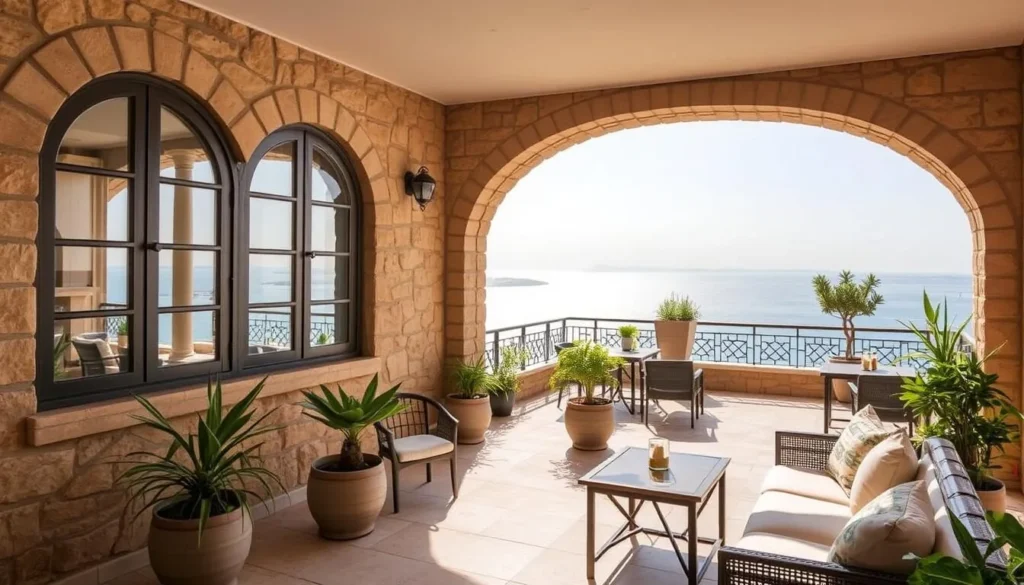Boutique hotel in Byblos with traditional Lebanese architecture and Mediterranean views