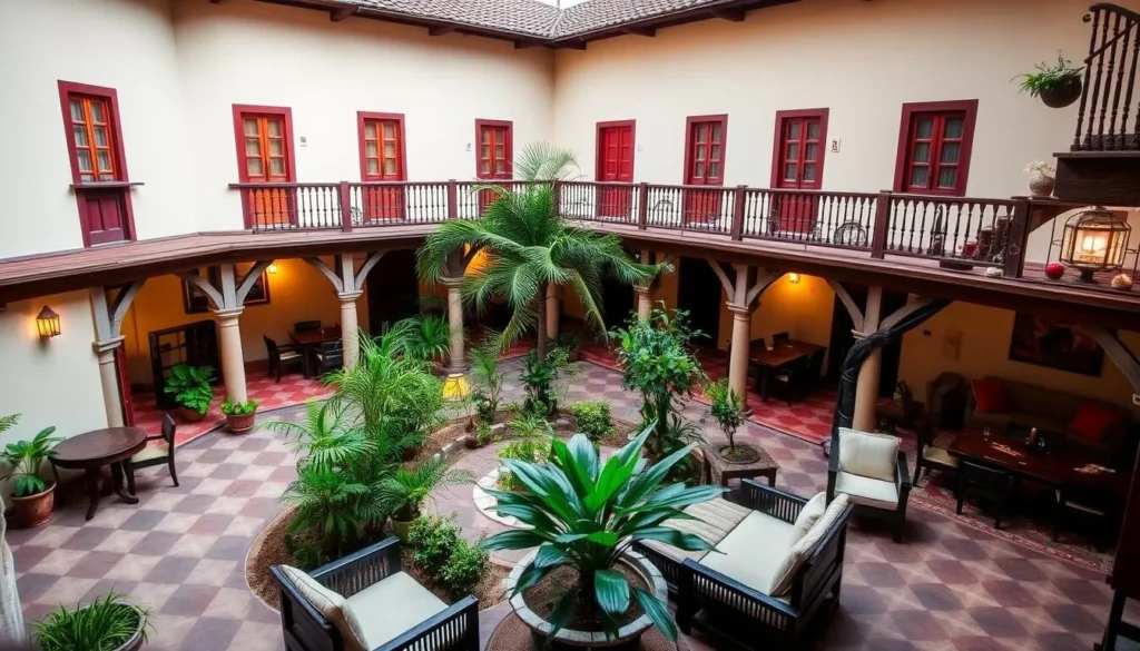Boutique hotel in Ibarra with colonial architecture and courtyard garden