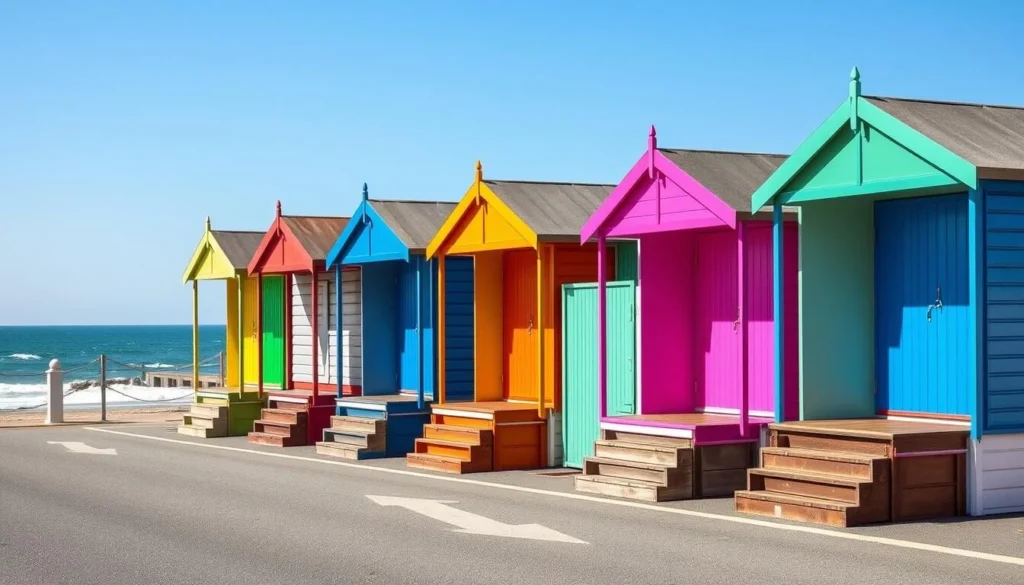 Brighton's colorful beach huts along Hove seafront