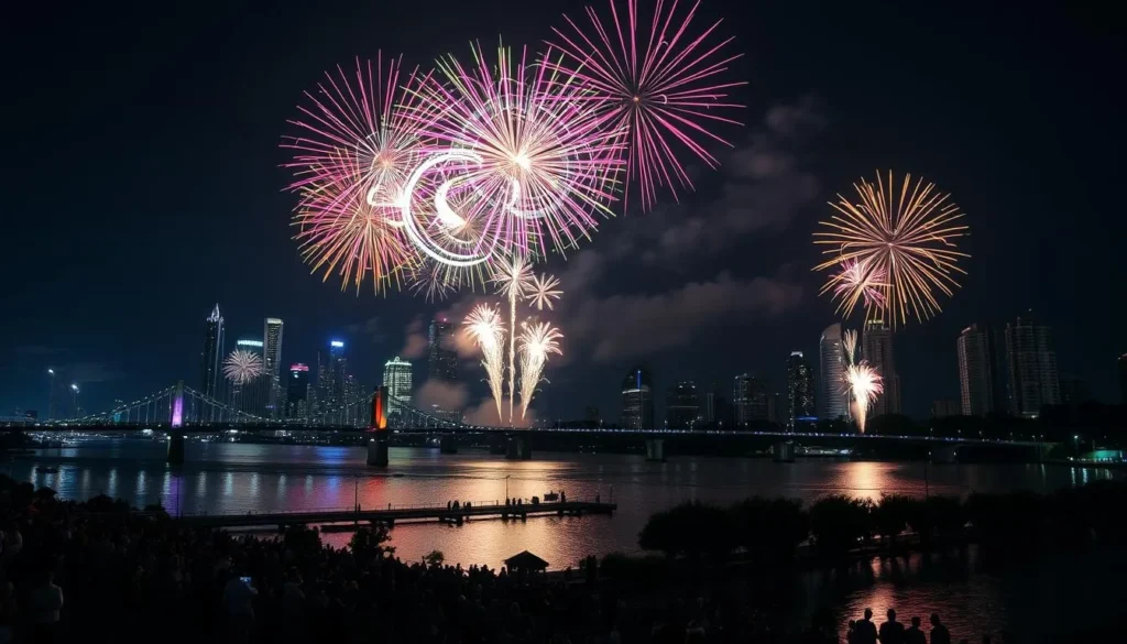 Brisbane Festival's Riverfire fireworks over the Brisbane River, a highlight event during Brisbane Queensland best months for a weather-savvy trip