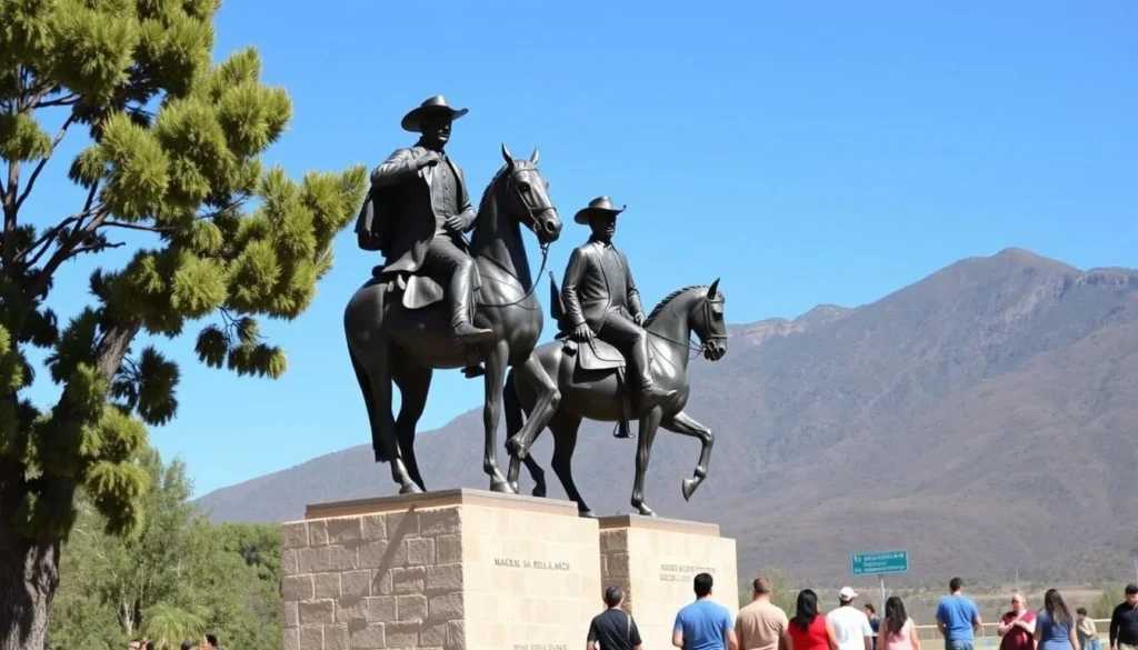 Bronze statues of Miguel Hidalgo, Ignacio Allende, and José Mariano Jiménez at Insurgente Miguel Hidalgo y Costilla National Park