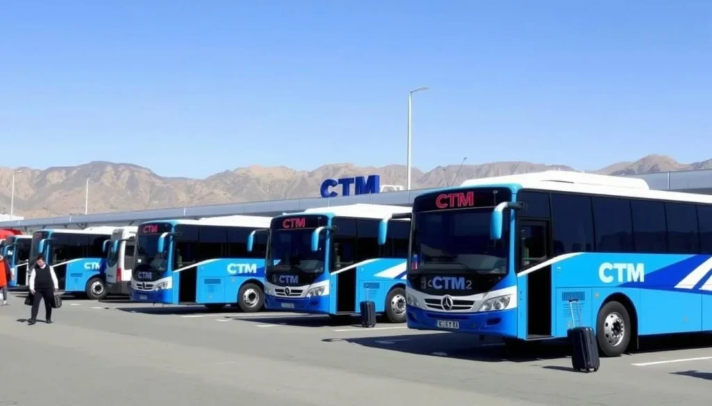 CTM bus station in Chefchaouen Morocco with blue mountains in background