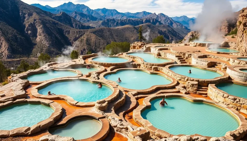 Cacheuta Hot Springs thermal pools with mountain backdrop - Mendoza Argentina things to do