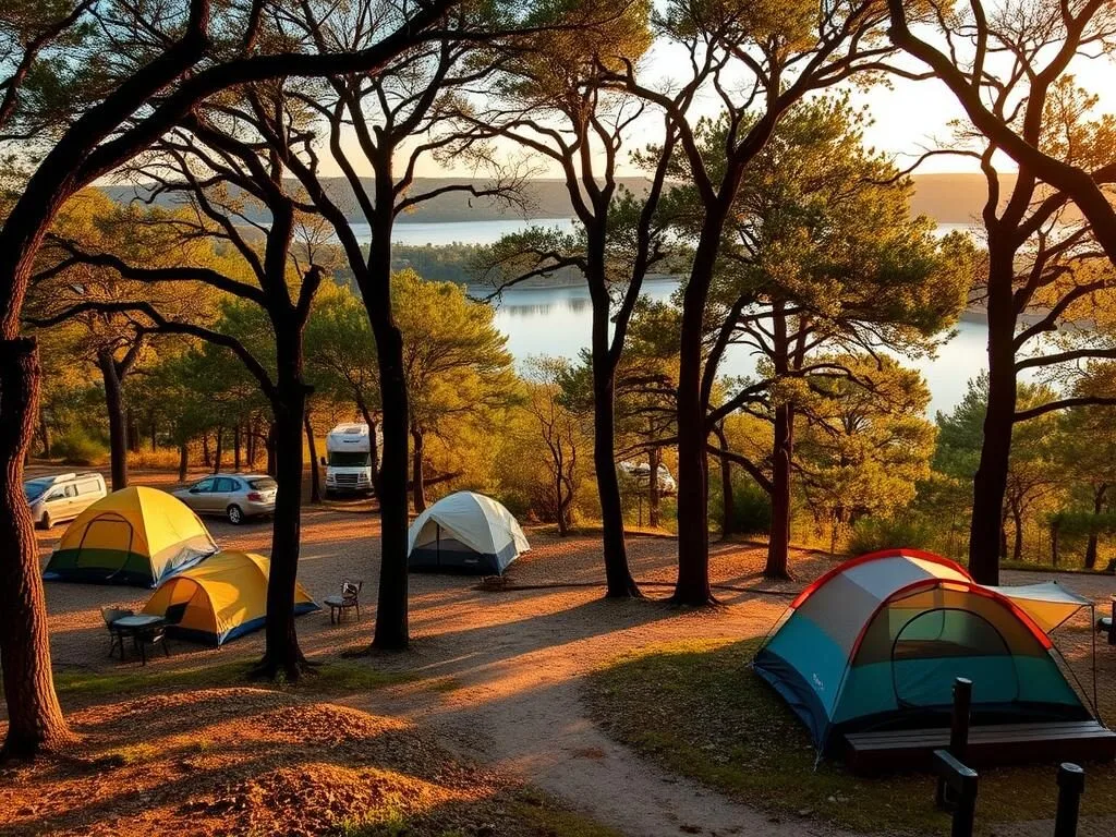 Camping area at Inks Lake State Park near Longhorn Cavern State Park, Texas