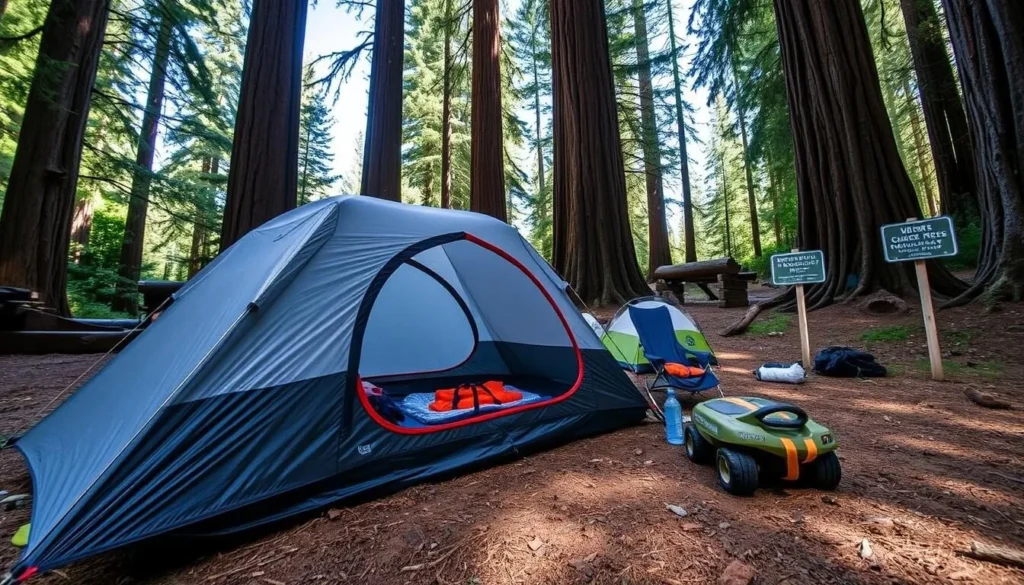 Camping setup at Benbow State Recreation Area Camping setup at Benbow State Recreation Area
