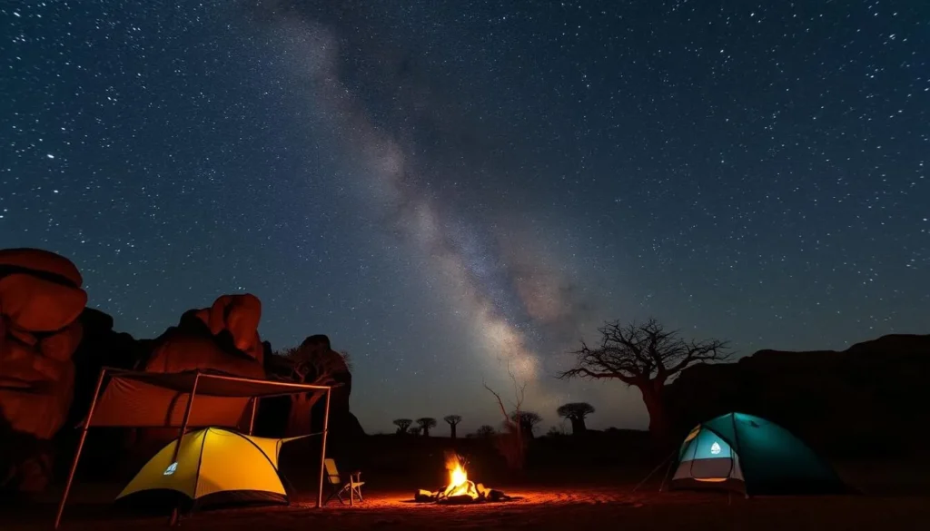 Camping under starry skies near the limestone formations of Tsingy de Namoroka