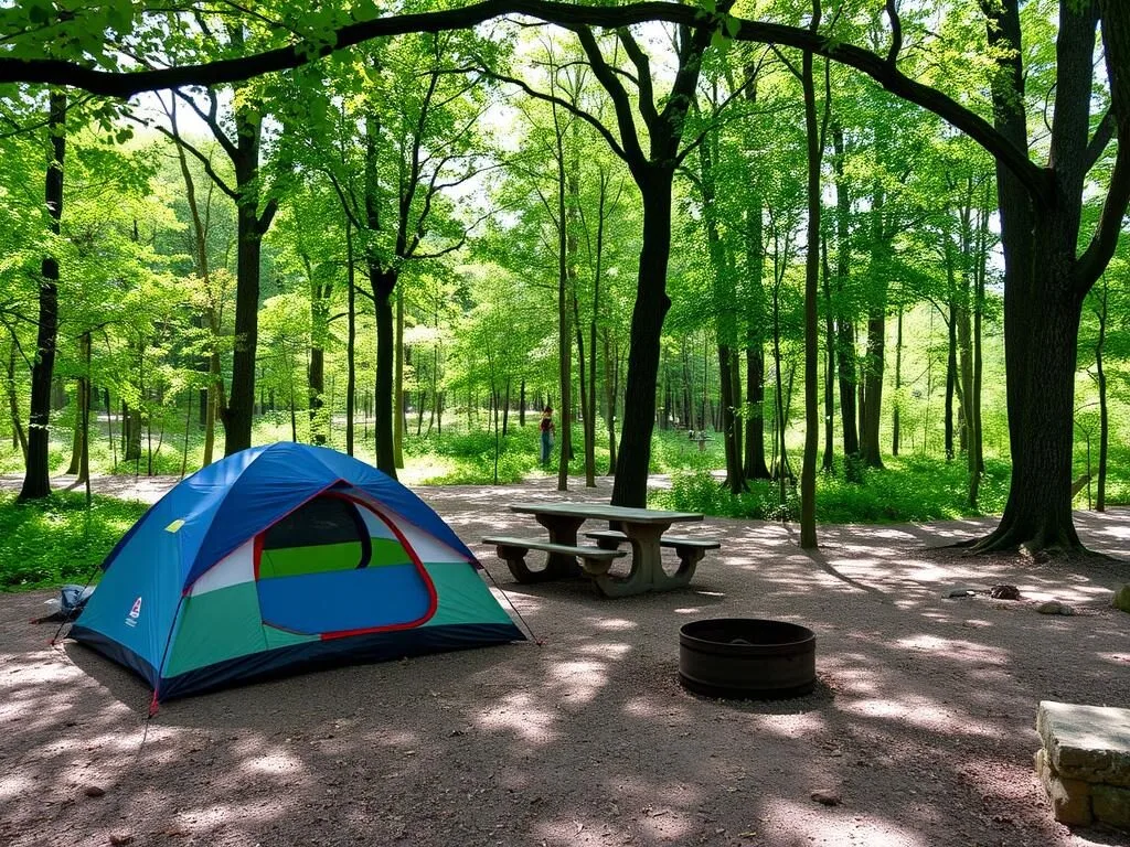 Campsite at Blue Spring State Park with tent and picnic table