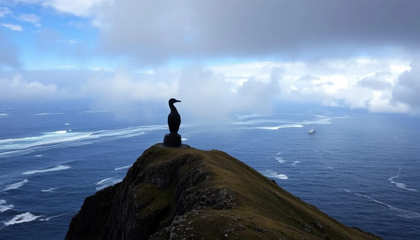 Cape Horn, Chile with its iconic monument and lighthouse on a clear day