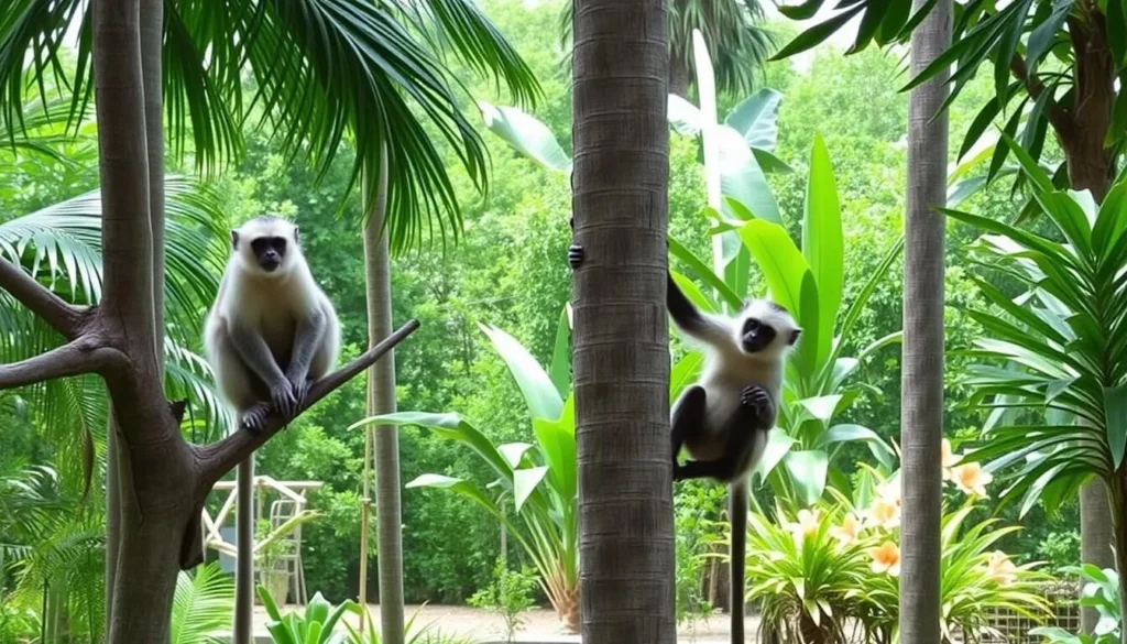 Capuchin monkeys at Gumbalimba Park near West Bay Beach Honduras