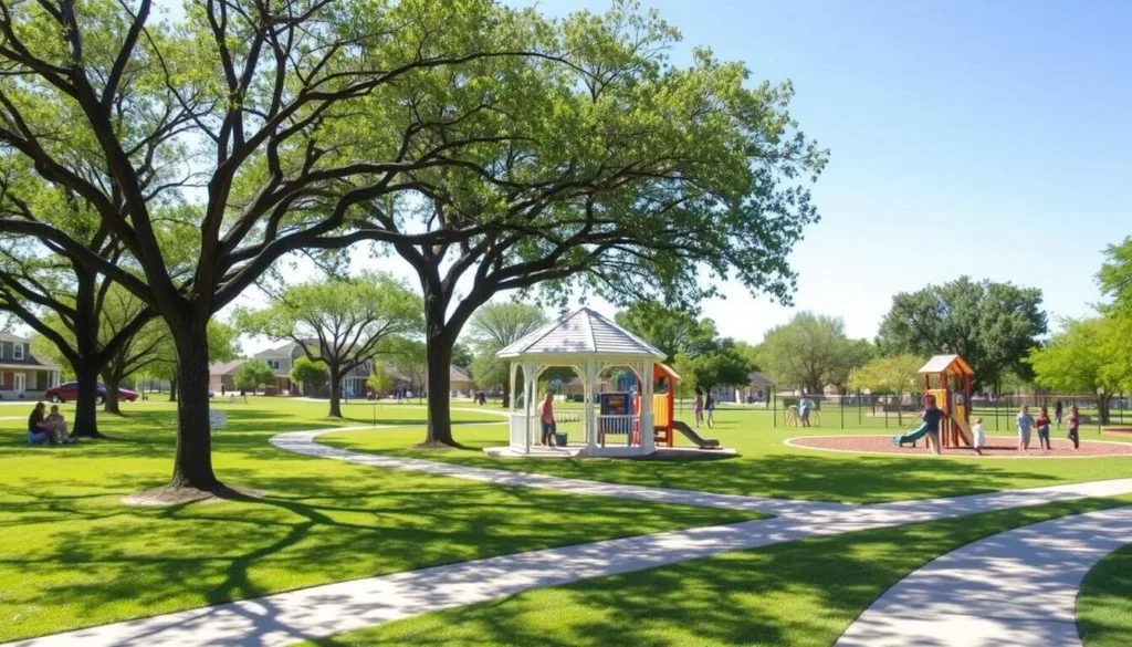 Carl Levin Park with playground, walking trails and gazebo