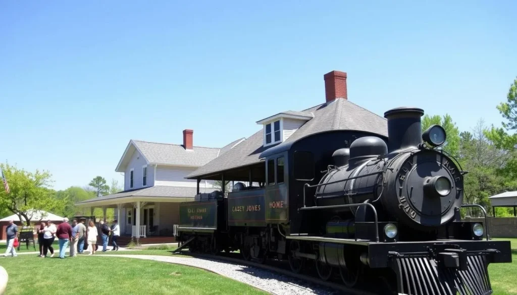 Casey Jones Home and Railroad Museum in Jackson Tennessee with historic locomotive display Casey Jones Home and Railroad Museum in Jackson Tennessee with historic locomotive display