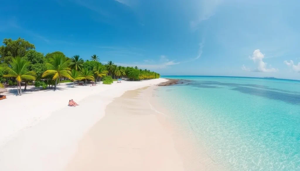 Casuarina Beach on Kakarativu Island with pristine white sand and blue waters
