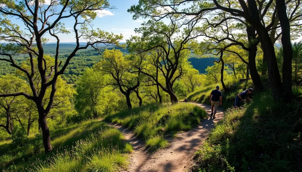 Cedar Ridge Preserve hiking trail in Duncanville area with lush vegetation