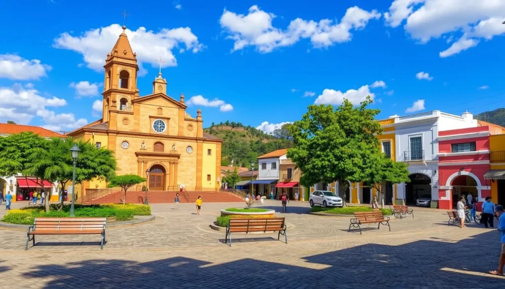 Central plaza and cathedral in Santa Rosa de Copan