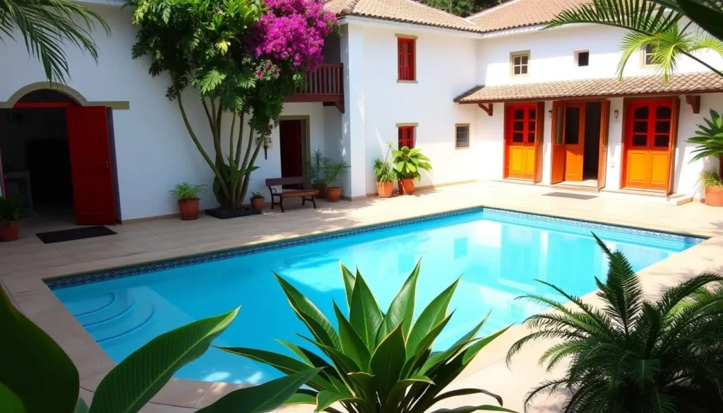 Charming colonial pousada in Paraty Brazil with traditional architecture and pool Charming colonial pousada in Paraty Brazil with traditional architecture and pool