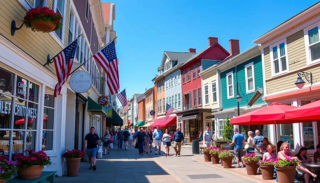 Charming downtown Bar Harbor on Mount Desert Island with shops and restaurants