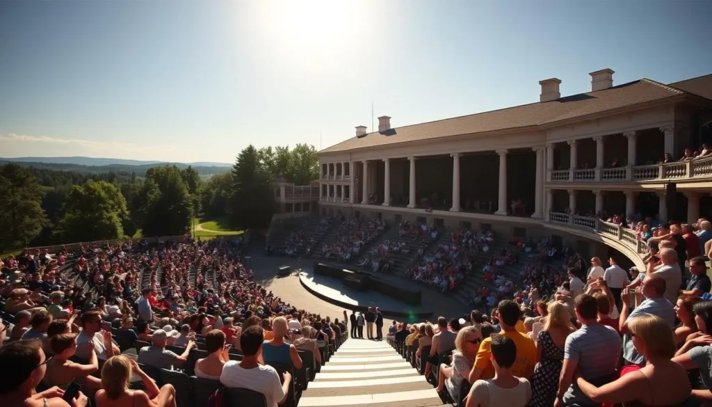 Chautauqua Institution amphitheater with audience during a summer performance