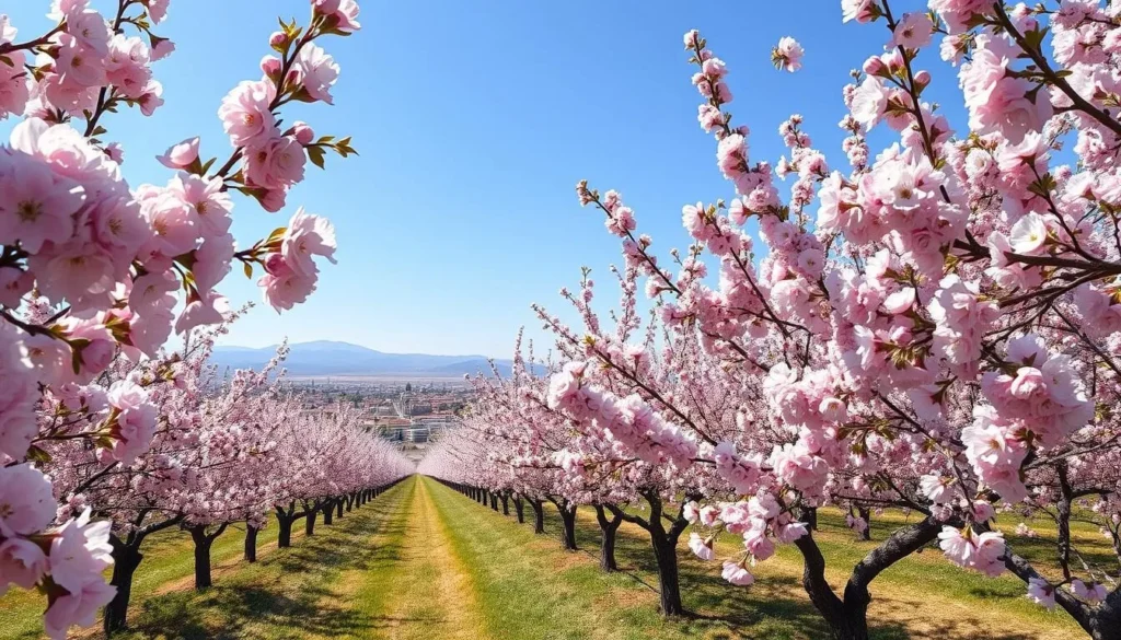 Cherry trees in bloom in Sefrou during spring