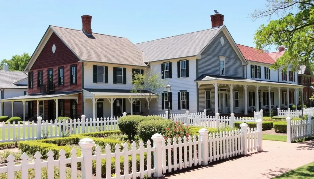Chestnut Square Historic Village in McKinney Texas with preserved buildings