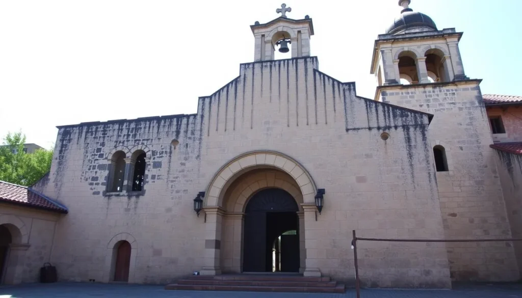 Church of San Joaquín at Molino de Flores Nezahualcoyotl National Park showing colonial architecture