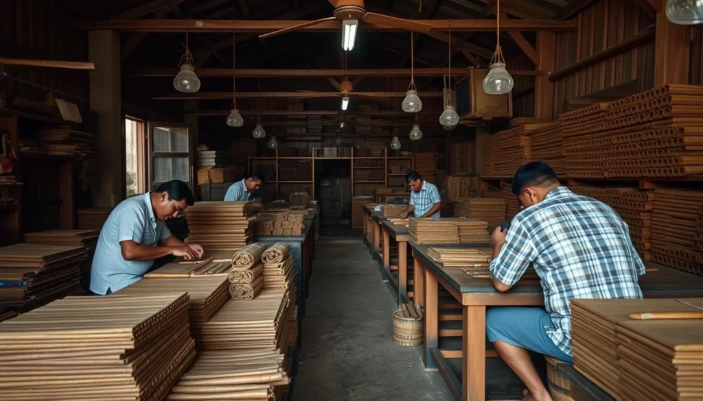 Cigar factory tour in Danli, Honduras showing tobacco processing Cigar factory tour in Danli, Honduras showing tobacco processing