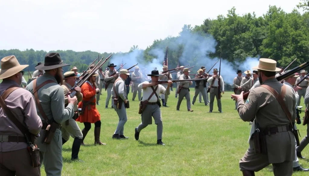 Civil War reenactment at Natural Bridge Battlefield Historic State Park