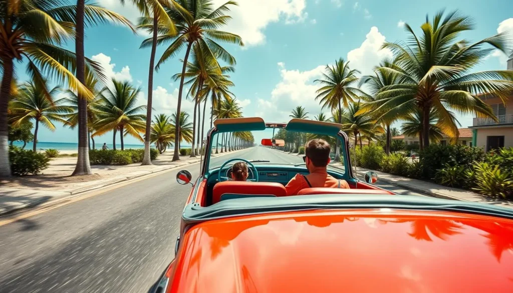 Classic convertible car taxi in Varadero, Cuba