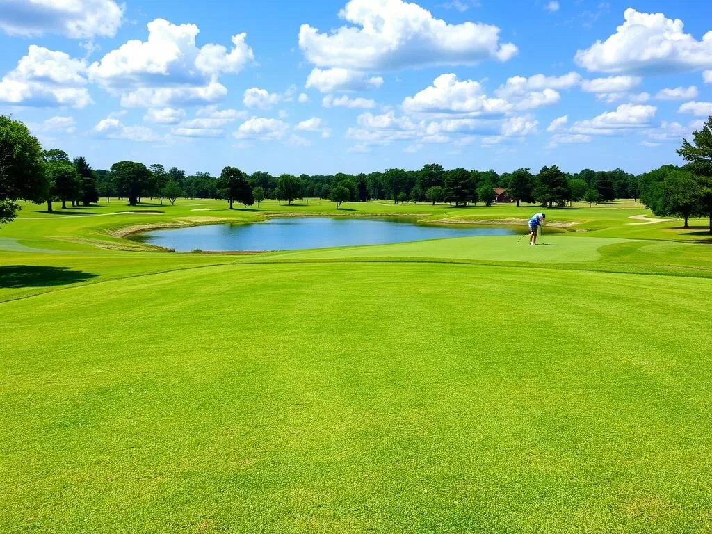 Cleburne Golf Links course with green fairways and lake views