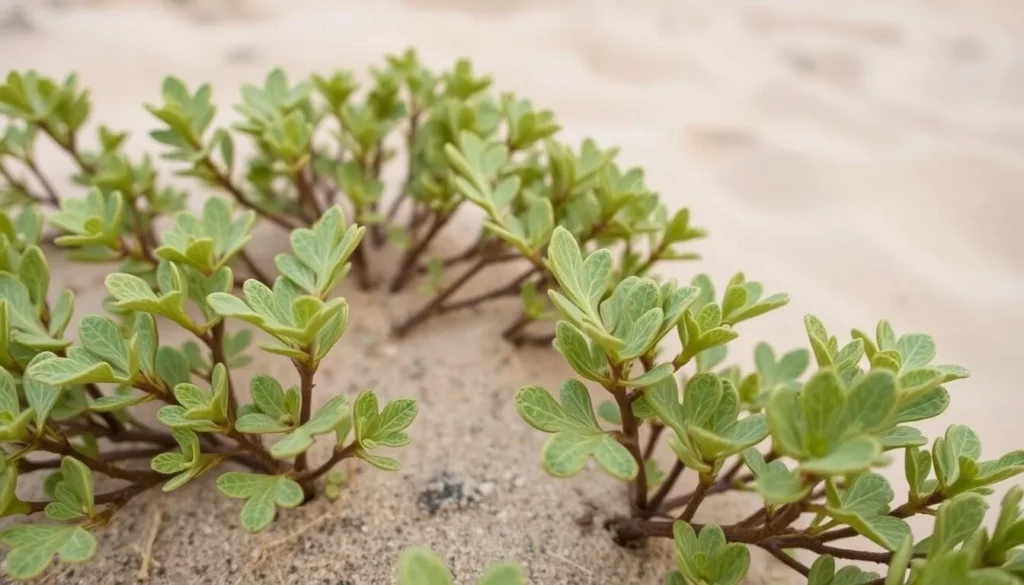 Close-up of shin oak plants growing on stabilized dunes at Monahans Sandhills State Park Close-up of shin oak plants growing on stabilized dunes at Monahans Sandhills State Park