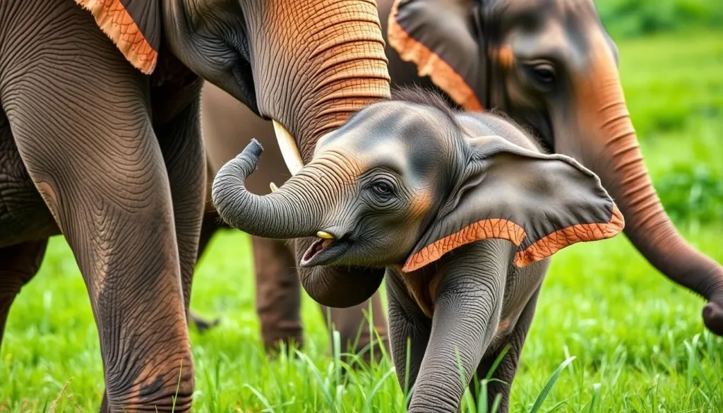 Close-up of wild elephants during a safari at Kaudulla National Park, Sri Lanka
