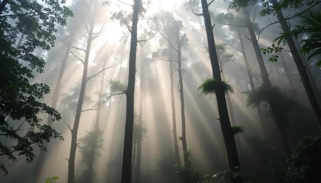 Cloud forest in Halimun Salak National Park with misty mountains - day trip from Bogor, Indonesia
