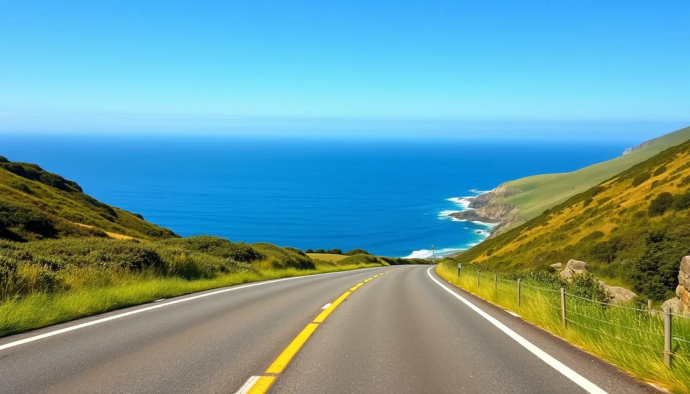 Coastal road leading to Kiama, New South Wales with ocean views