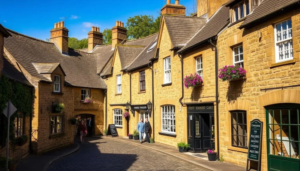Cobbled streets and stone cottages in Grassington village