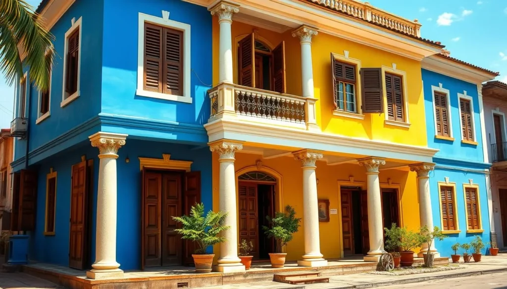 Colonial casa particular in Moron, Cuba with colorful facade