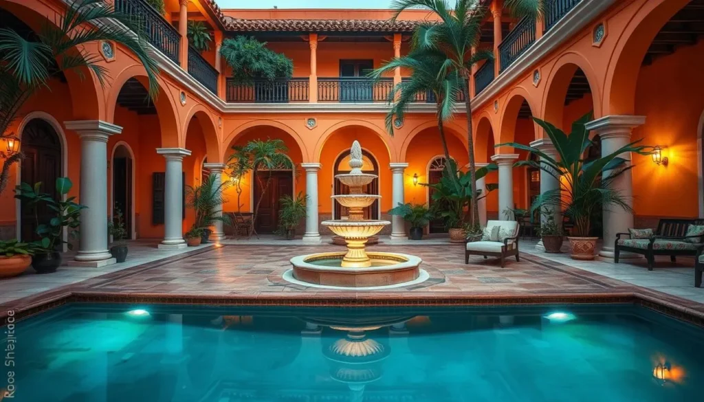 Colonial hotel in Mérida with traditional architecture and courtyard