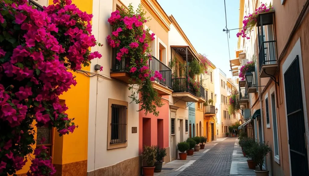 Colorful Christian Quarter in Tyre with traditional architecture and flowers, things to do in Tyre Lebanon