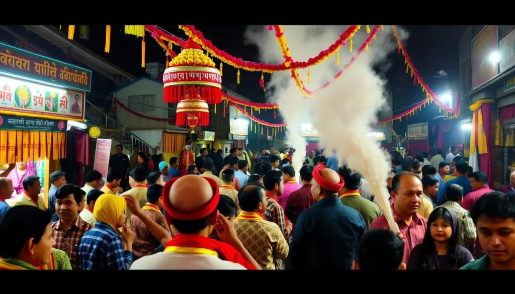 Colorful Dashain festival celebration in Dharan with traditional decorations