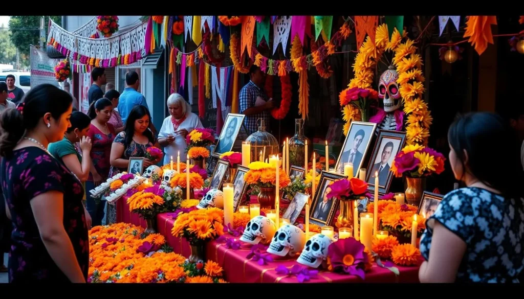 Colorful Day of the Dead celebration in Tlalmanalco with traditional altars and decorations