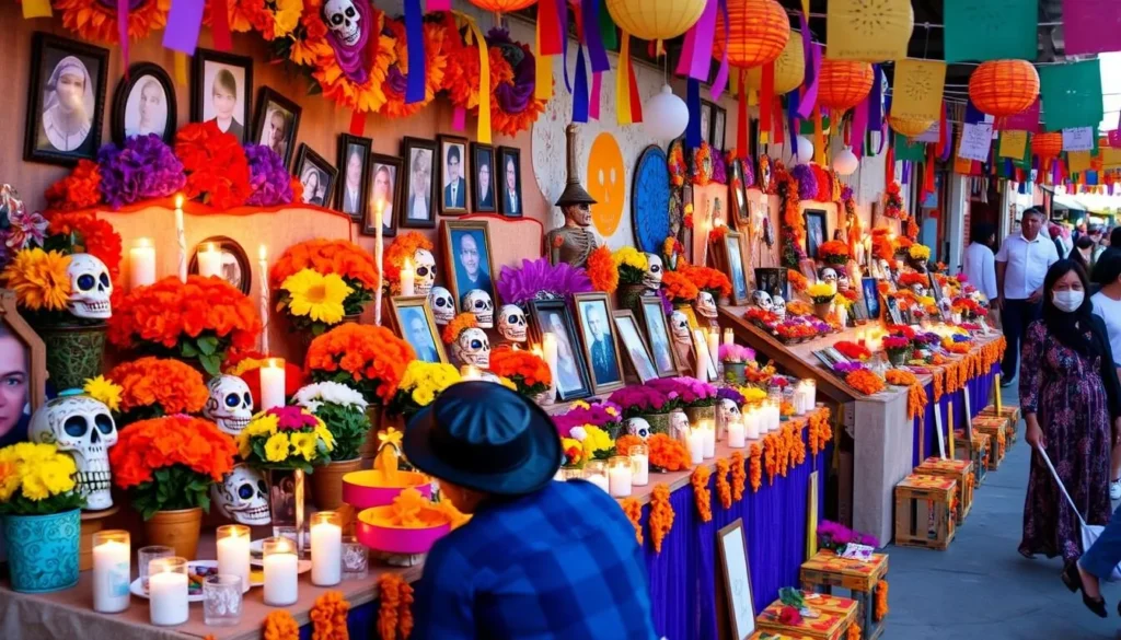 Colorful Day of the Dead celebrations in Todos Santos with traditional altars and decorations Colorful Day of the Dead celebrations in Todos Santos with traditional altars and decorations