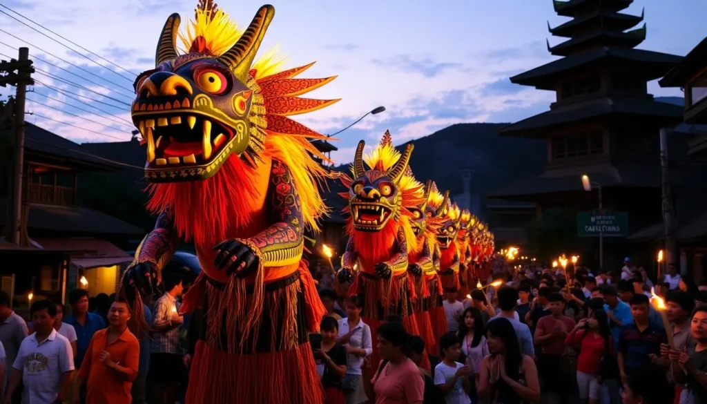Colorful Nyepi parade with ogoh-ogoh effigies in Bali - Indonesia best things to do