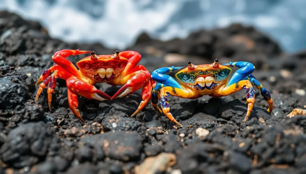Colorful Sally Lightfoot crabs are among the marine creatures that can be spotted along the park's rocky shoreline