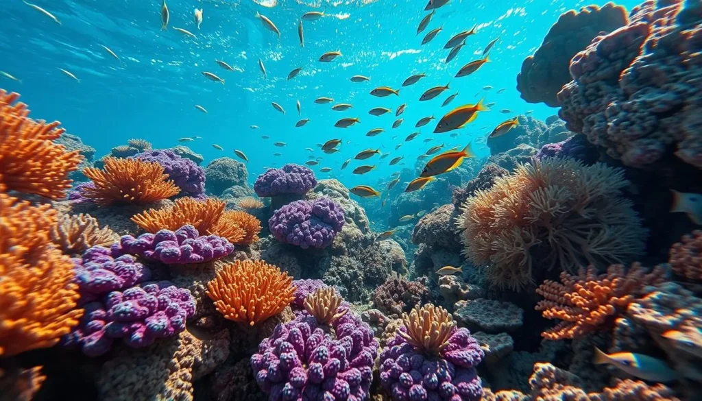 Colorful coral reef with diverse marine life in the waters of Umluj, Saudi Arabia Colorful coral reef with diverse marine life in the waters of Umluj, Saudi Arabia